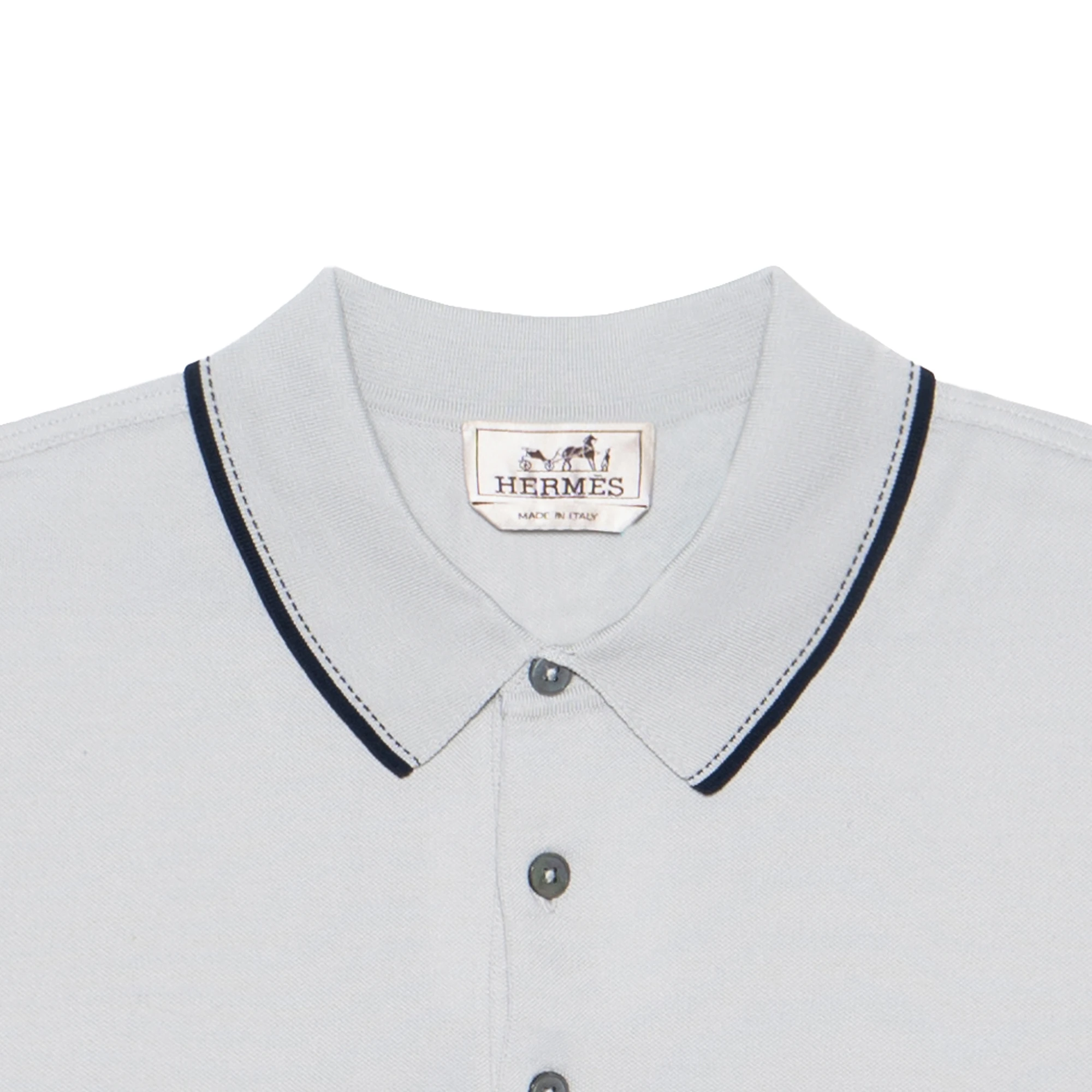 商品[国内直发] Hermes|爱马仕 SS24 纯色Logo刺绣贴袋休闲短袖Polo衫 男款 雾气白,价格¥4186,第10张图片详细描述