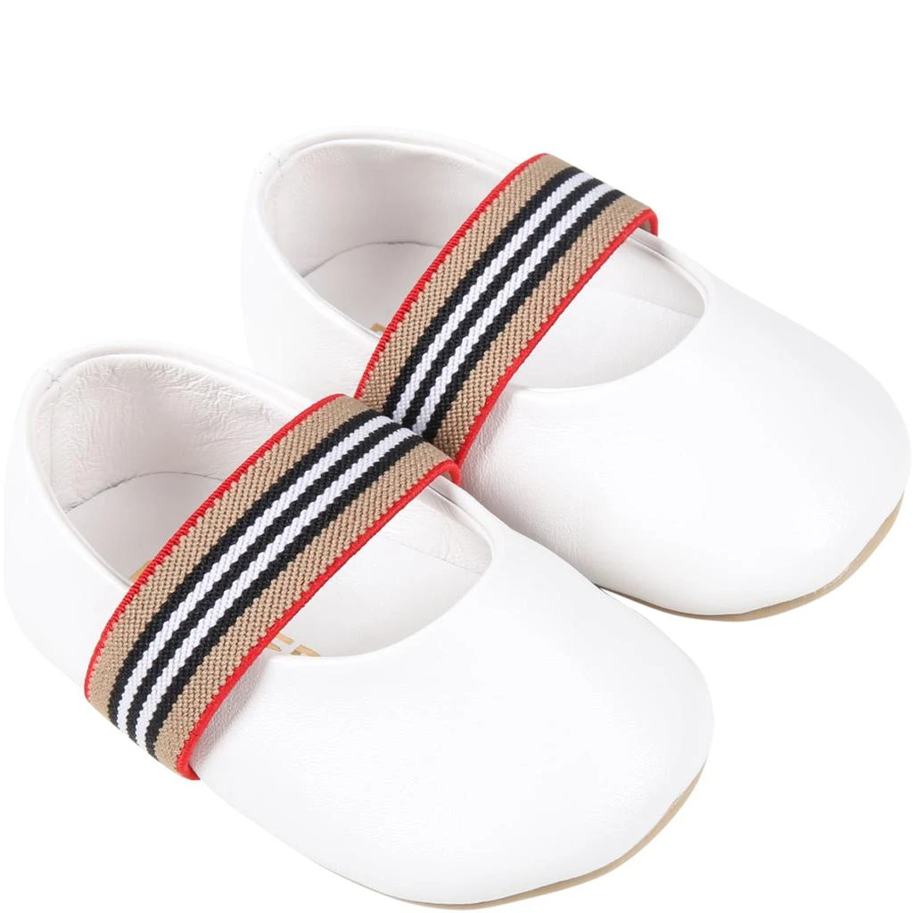 商品Burberry|White Ballet Flats For Baby Girl With Check Vintage,价格¥1448,第3张图片详细描述