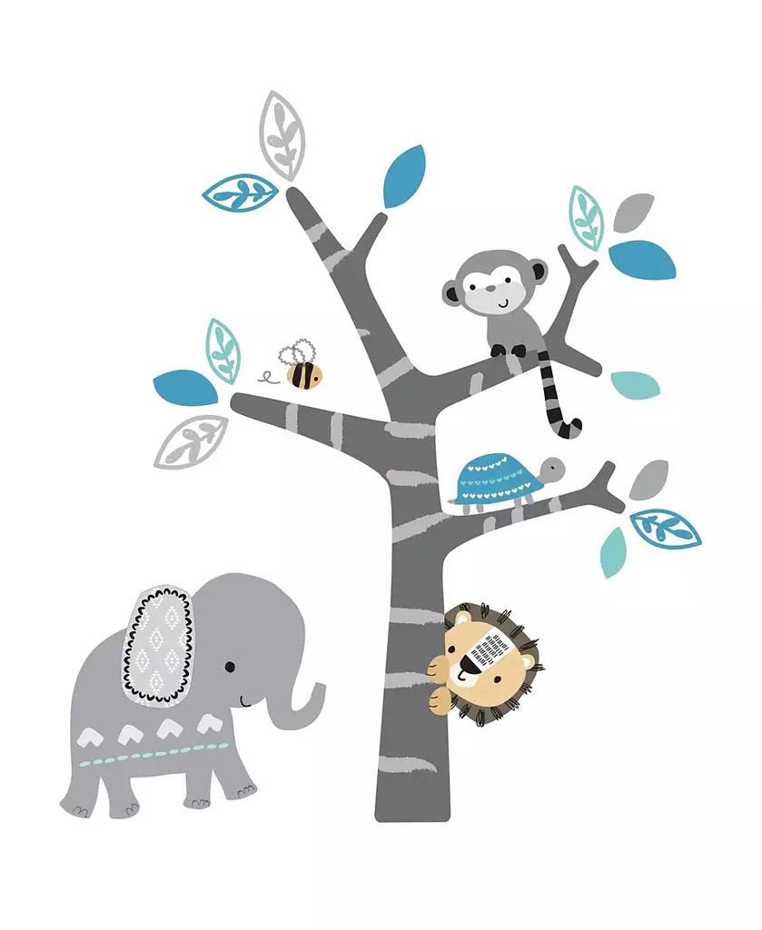 商品Bedtime Originals|Jungle Fun Gray/Blue Safari Elephant, Lion, and Monkey Tree Wall Decals,价格¥112,第1张图片