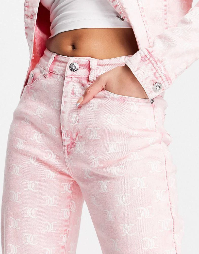 商品Juicy Couture|Juicy Couture monogram jacquard  denim jeans in pink,价格¥361,第3张图片详细描述