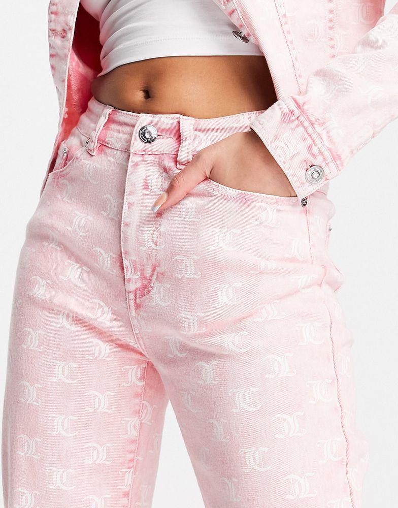 商品Juicy Couture|Juicy Couture monogram jacquard  denim jeans in pink,价格¥360,第5张图片详细描述