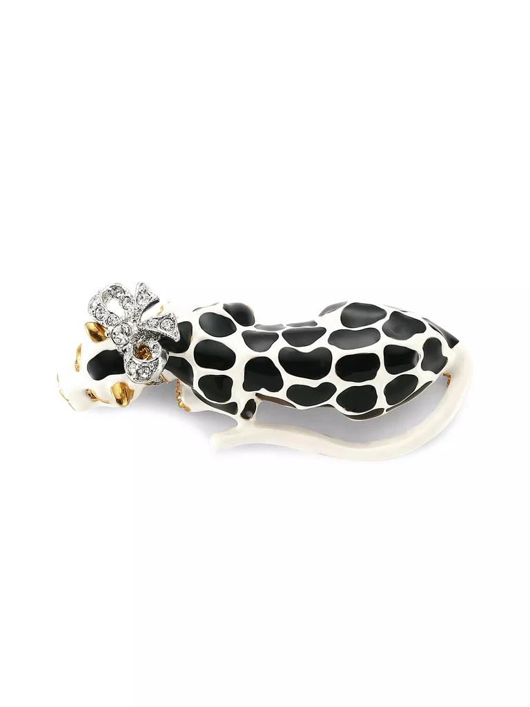 商品Kenneth Jay Lane|Black & White Enamel Crystal Bow Leopard Pin,价格¥861,第1张图片