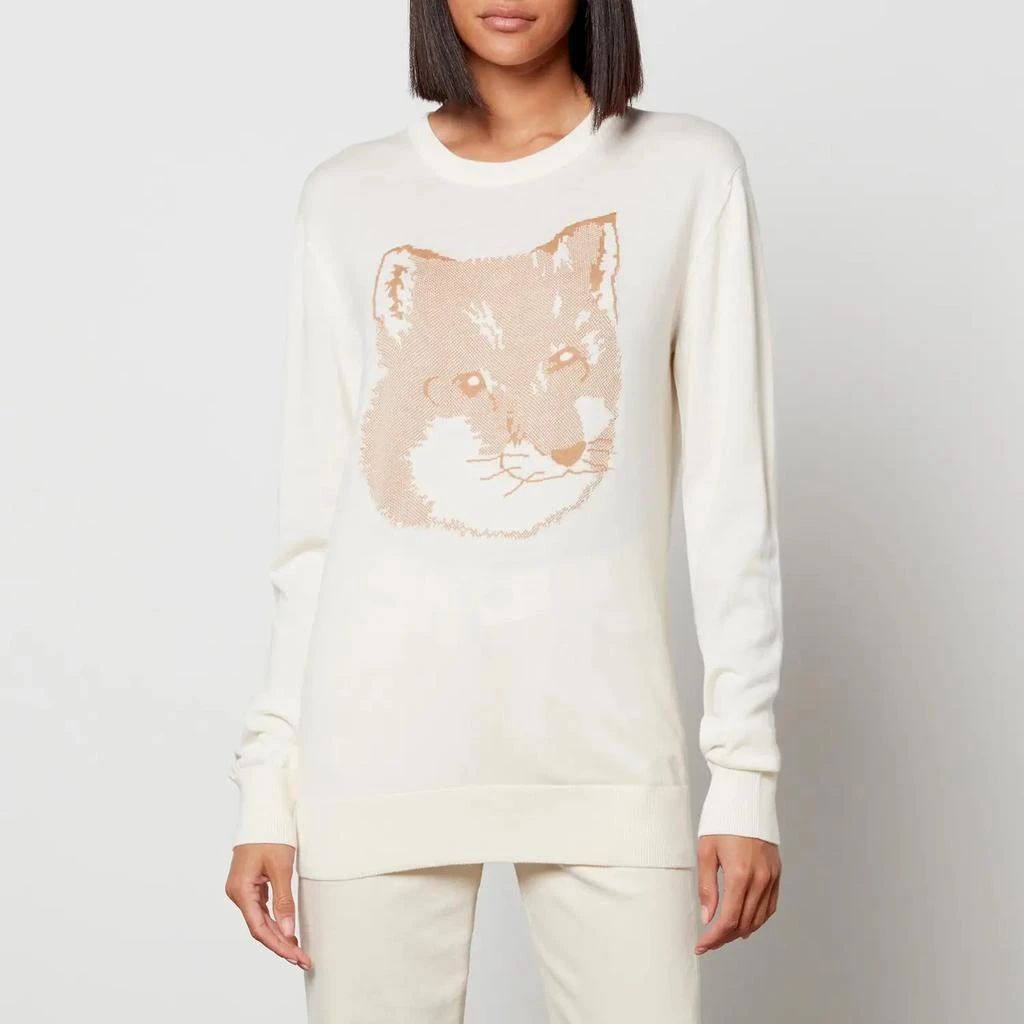 商品Maison Kitsune|Maison Kitsuné Women's Pique Fox Head R-Neck Pullover - Ecru,价格¥931,第1张图片