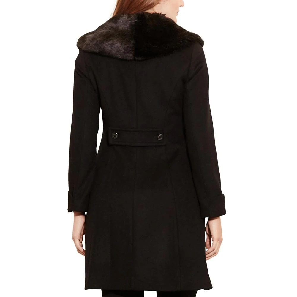 商品Ralph Lauren|Petite Faux-Fur-Trim Walker Coat, Created for Macy's,价格¥1340,第2张图片详细描述