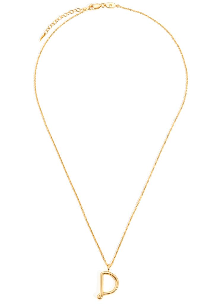 D initial 18kt gold-plated necklace商品第1张图片规格展示