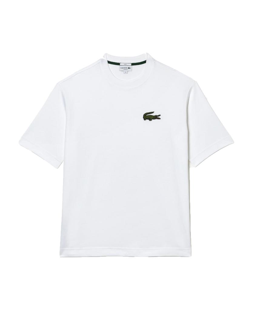 T-shirt White Cotton Oversized T-shirt With Big Crocodile Patch.商品第1张图片规格展示