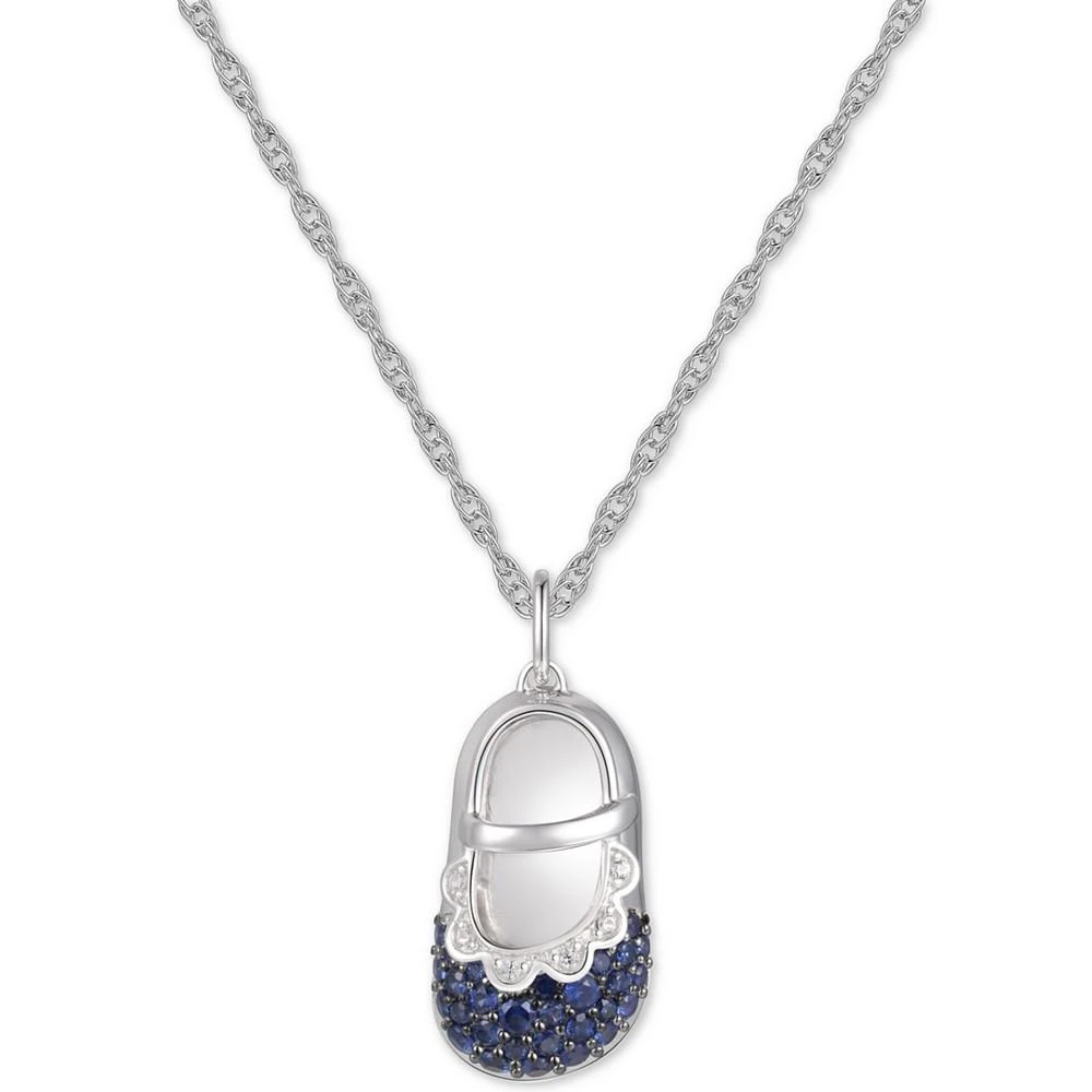 商品Macy's|Lab-Created Blue Sapphire (1/2 ct. t.w.) Baby Shoe 18" Pendant Necklace in Sterling Silver (Also available in Pink Sapphire),价格¥455,第1张图片