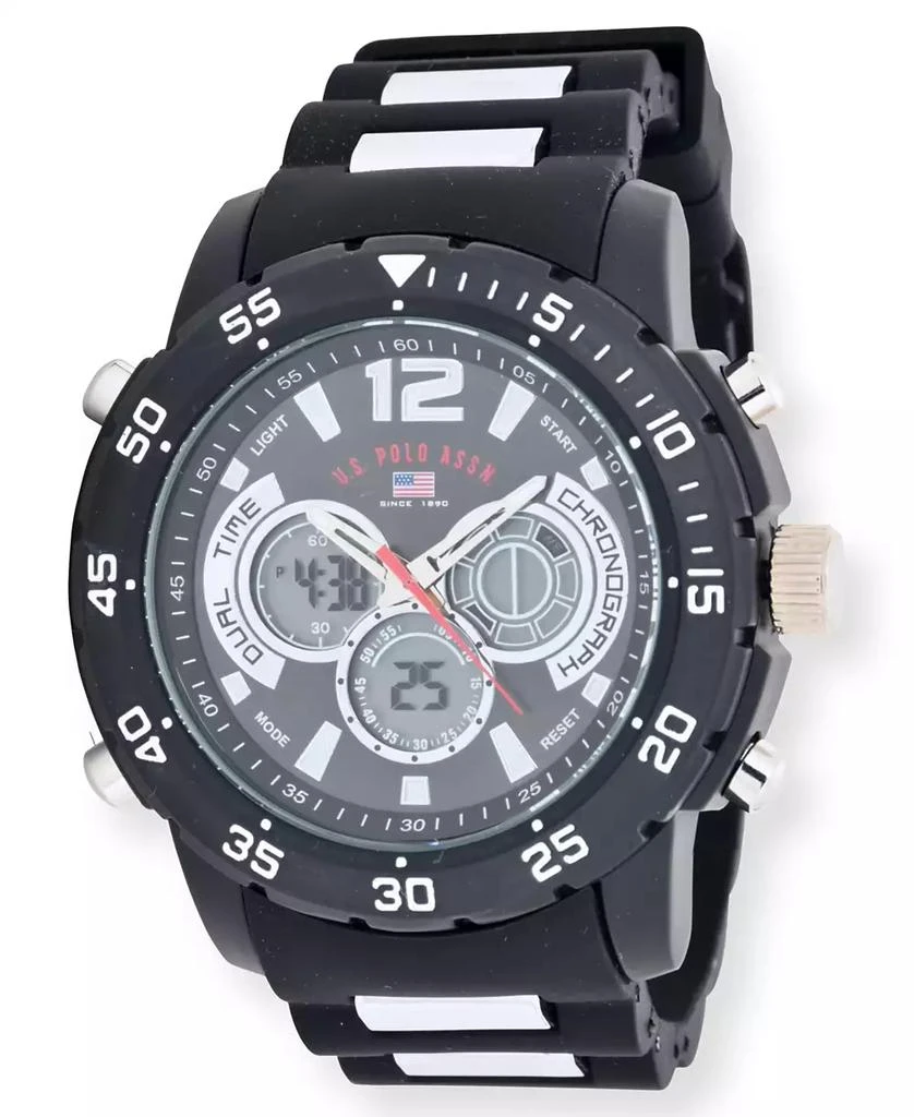 商品U.S. POLO ASSN.|U.S. Polo Association Men's Black and Silver Strap Watch,价格¥448,第1张图片