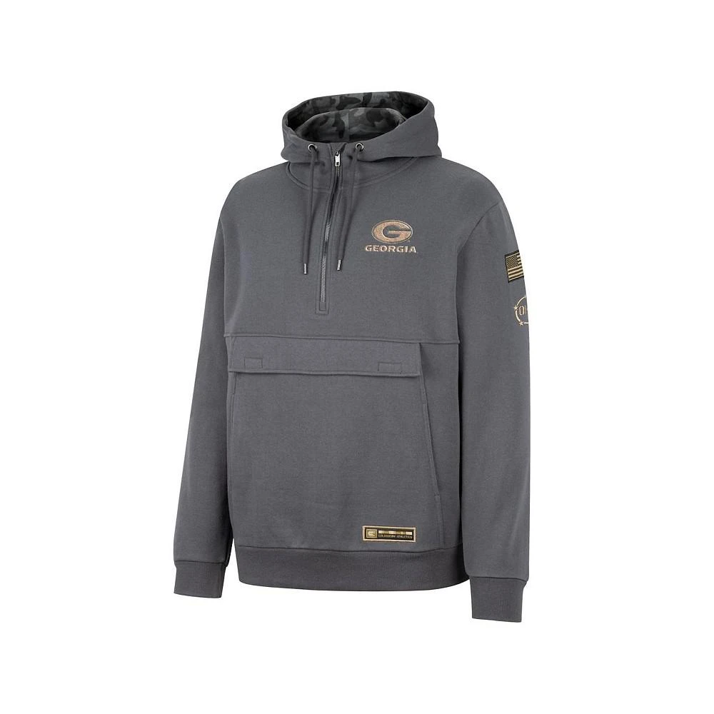 商品Colosseum|Men's Charcoal Georgia Bulldogs OHT Military-Inspired Appreciation Quarter-Zip Hoodie,价格¥338,第4张图片详细描述