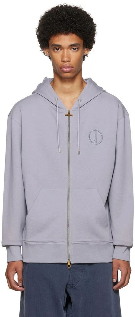 商品Dunhill|Gray D Zip Hoodie,价格¥1498,第1张图片