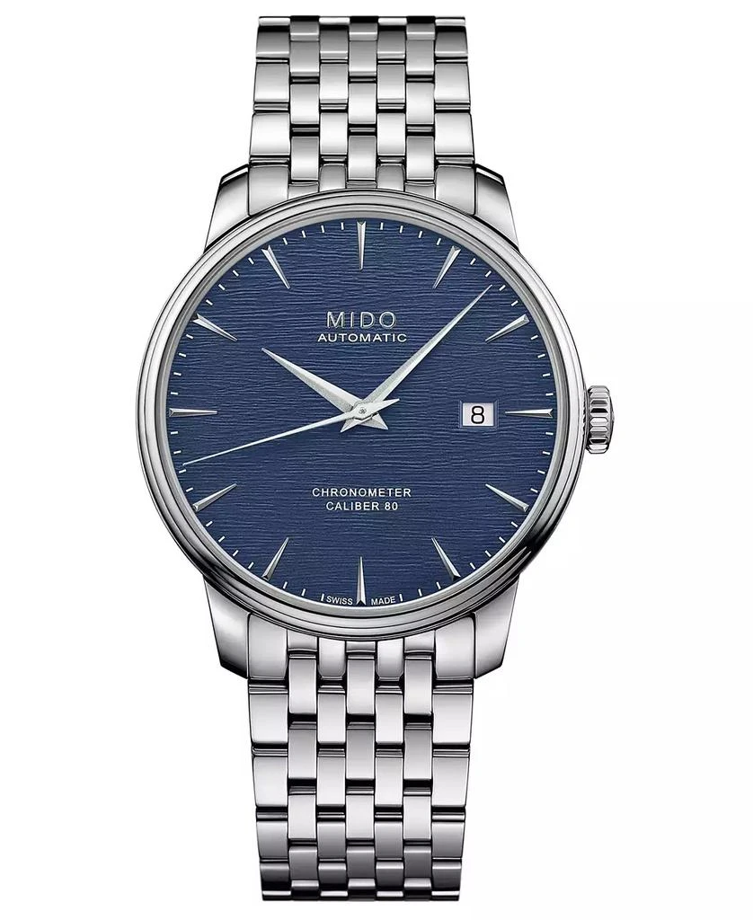 商品MIDO|Men's Swiss Automatic Baroncelli Stainless Steel Bracelet Watch 40mm,价格¥9354,第1张图片