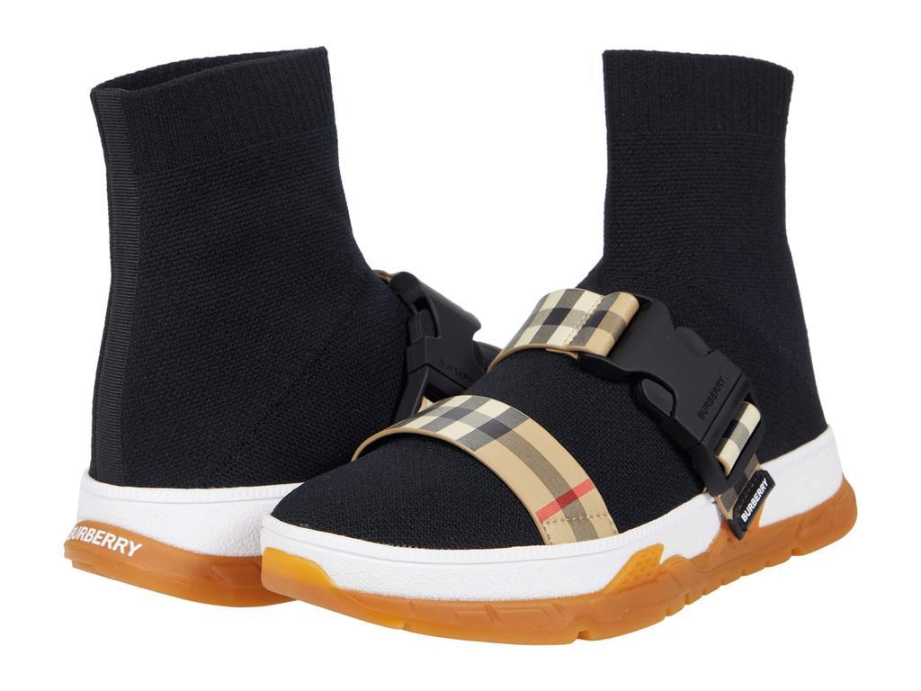 商品Burberry|Buckled Strap Stretch Knit Sock Sneakers (Toddler/Little Kid),价格¥2246,第1张图片