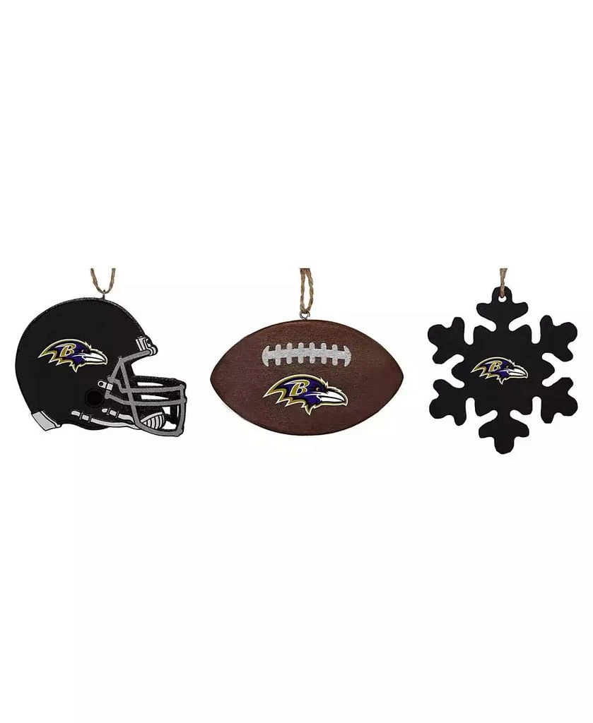 商品Memory Company|The Baltimore Ravens Three-Pack Helmet, Football and Snowflake Ornament Set,价格¥231,第1张图片