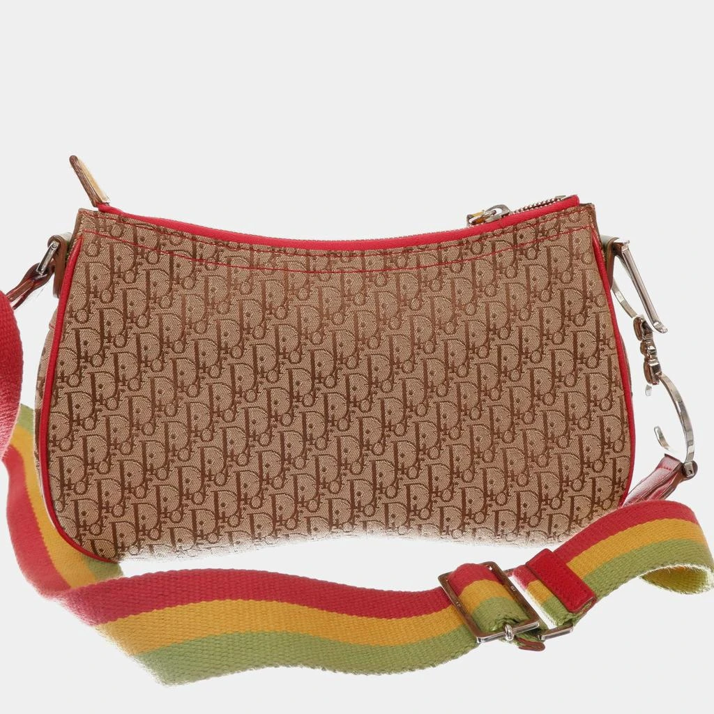 商品[二手商品] Dior|Christian Dior Brown Canvas Leather Rasta Monogram Logo Double Saddle Shoulder Bag,价格¥14538,第2张图片详细描述