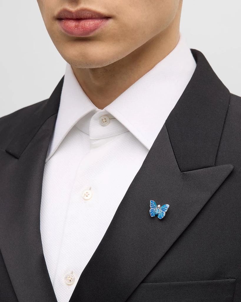 商品Jan Leslie|Men's Sterling Silver Hand-Painted Enamel Butterfly Lapel Pin,价格¥2304,第2张图片详细描述