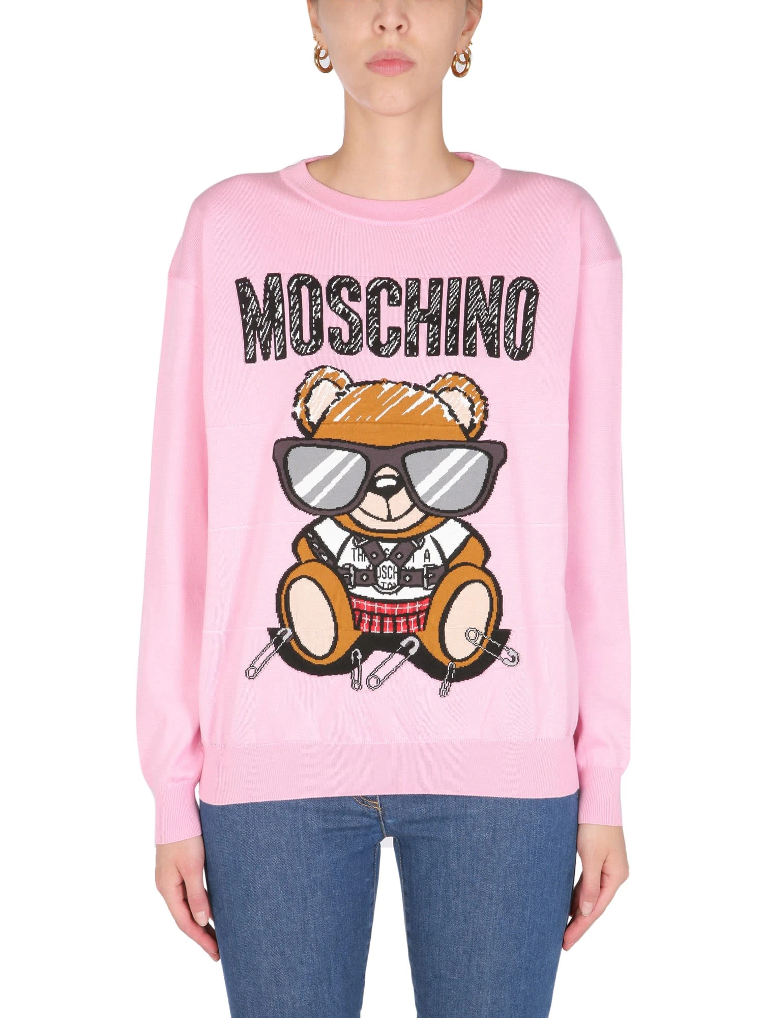商品[国内直发] Moschino|MOSCHINO 女士粉色印花棉质圆领卫衣 A0931-5508-1224,价格¥3673,第1张图片