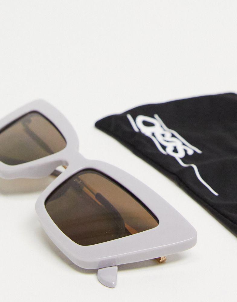 ASOS DESIGN cat eye sunglasses with tubular temple in grey商品第4张图片规格展示