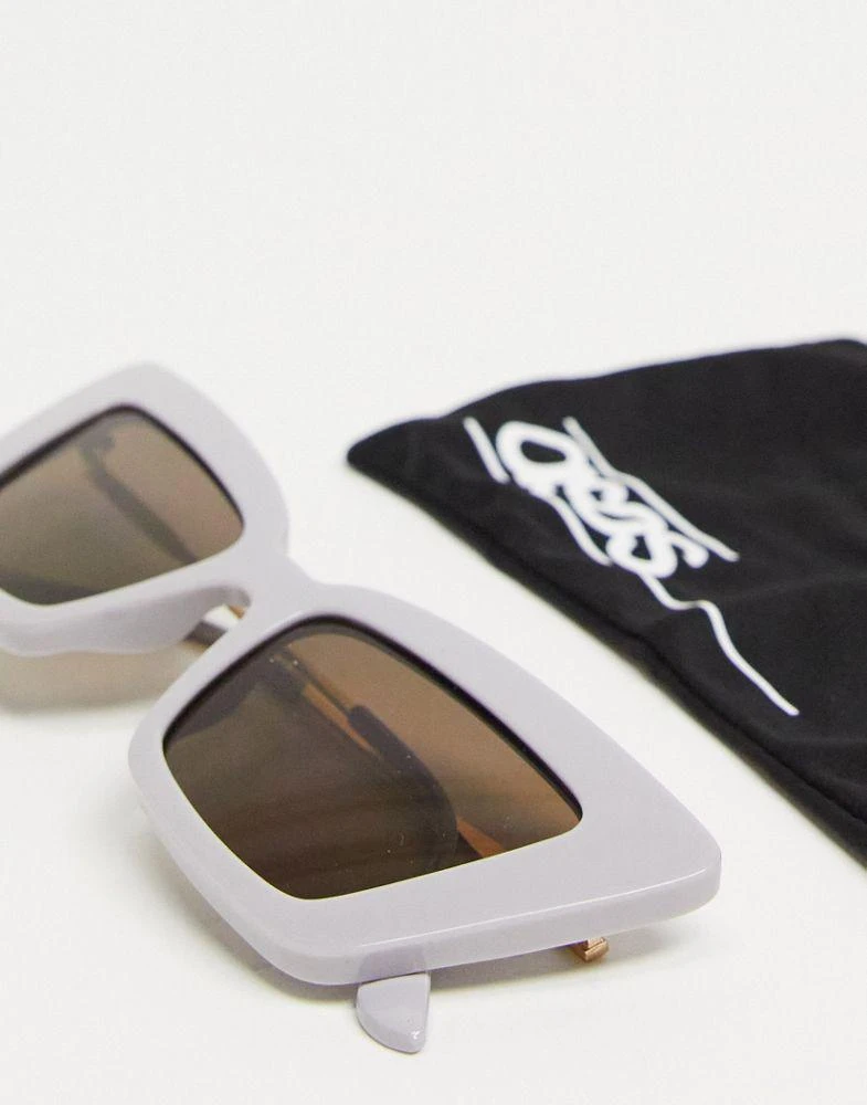 商品ASOS|ASOS DESIGN cat eye sunglasses with tubular temple in grey,价格¥99,第4张图片详细描述
