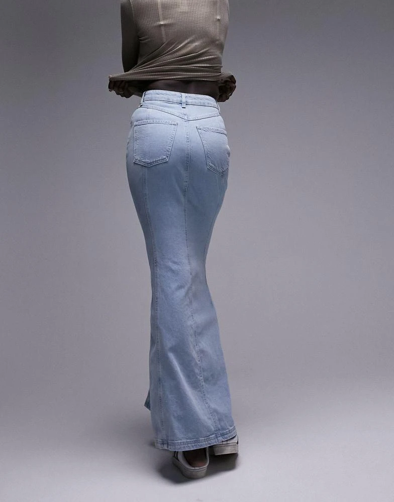 商品Topshop Tall|Topshop Tall highwaist denim fishtail skirt in bleach,价格¥255,第4张图片详细描述