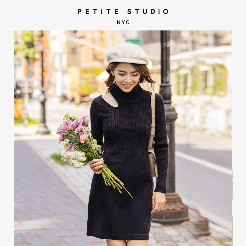 Saffron黑色修身肩部镂空高腰针织连衣裙 | Saffron Knit Dress - Black商品第2张图片规格展示