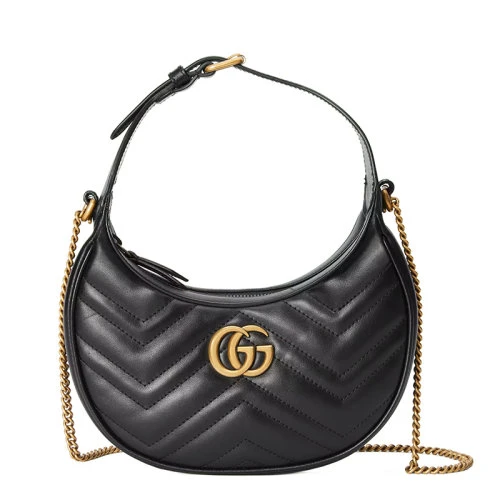商品Gucci|GUCCI/古驰 22春夏新款Marmont系列 女士黑色绗缝皮革金扣金链单肩斜挎手提链条包699514DTDHT1000,价格¥11112,第1张图片