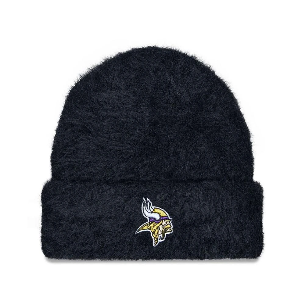 商品New Era|Women's Black Minnesota Vikings Fuzzy Cuffed Knit Hat,价格¥238,第1张图片