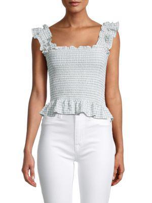 商品Lush|Smocked Gingham Top,价格¥149,第1张图片
