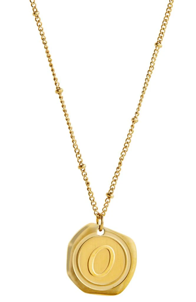 商品Savvy Cie Jewels|22K Gold Plated Coin Initial Necklace,价格¥176,第3张图片详细描述