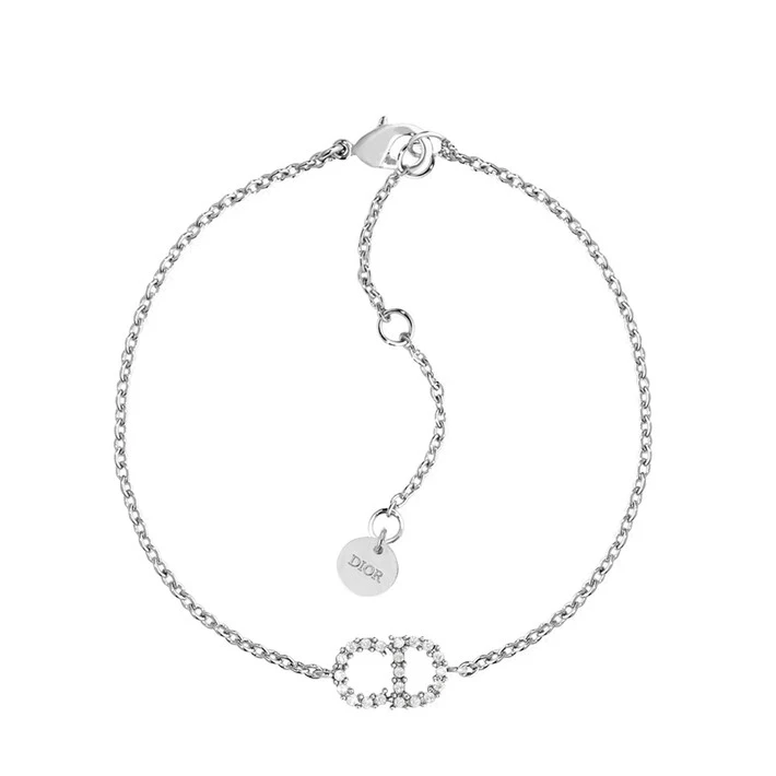 商品Dior|DIOR/迪奥 CLAIR D LUNE白水晶CD字母钯饰面手链,价格¥2658,第1张图片