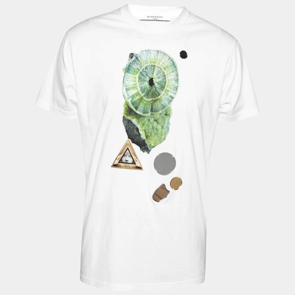 商品[二手商品] Givenchy|Givenchy White Printed Cotton and Mirror Embellished Crew Neck Top XS,价格¥1025,第1张图片