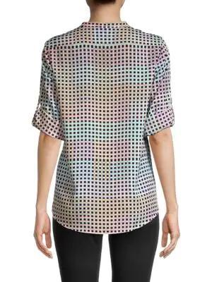 商品Calvin Klein|​Printed Roll-Sleeve Top,价格¥226,第4张图片详细描述