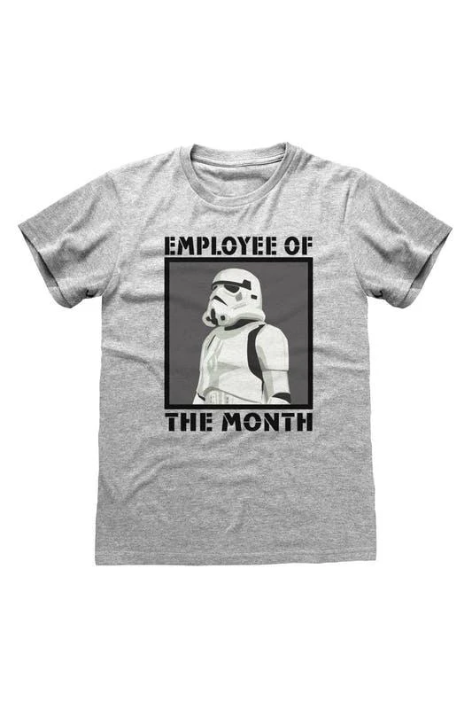 商品Star Wars|Star Wars Womens/Ladies Employee Of The Month Stormtrooper Heather Boyfriend T-Shirt (Heather Grey),价格¥182,第1张图片