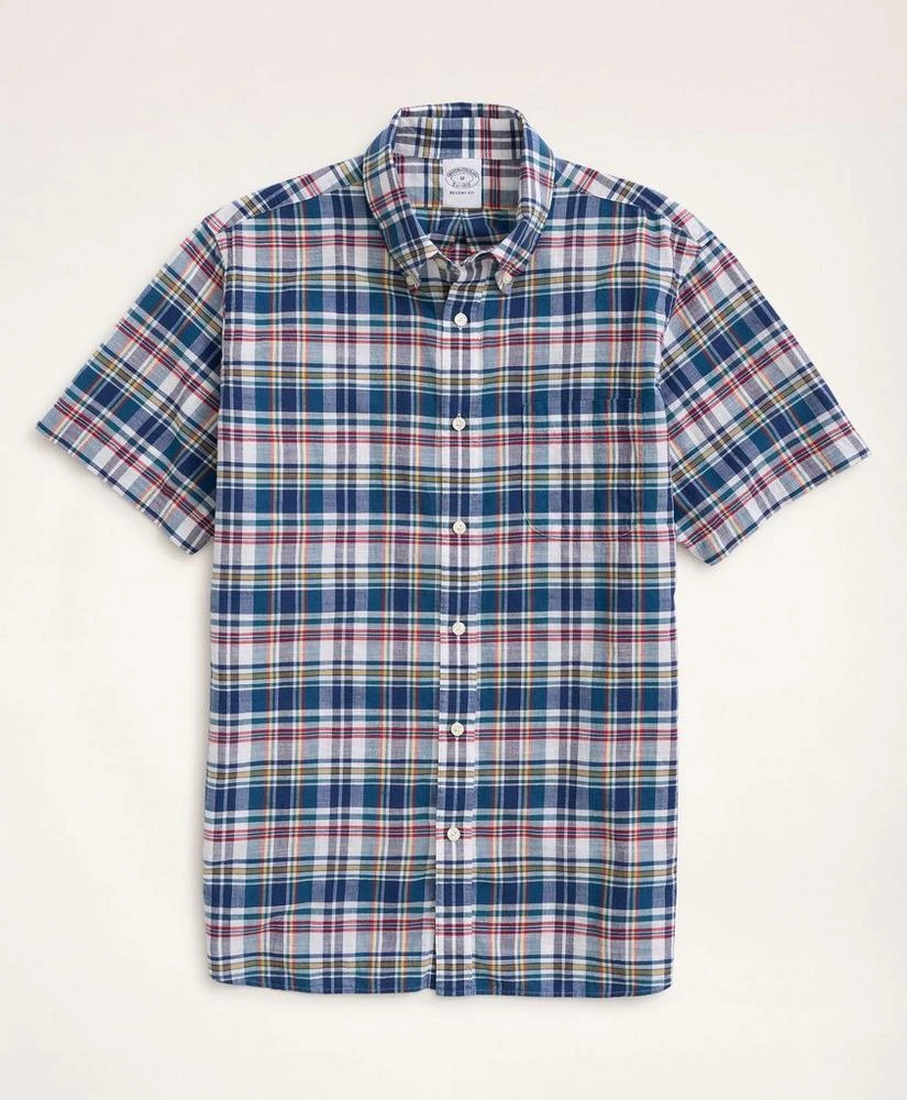 商品Brooks Brothers|Regent Regular-Fit Sport Shirt, Short-Sleeve Madras,价格¥412,第1张图片