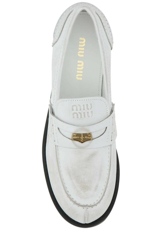 商品Miu Miu|Miu Miu Logo Detailed Slip-On Penny Loafers,价格¥4328-¥5976,第3张图片详细描述