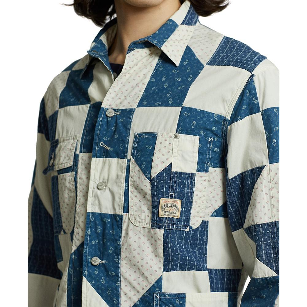 Men's Patchwork Cotton-Linen Shirt Jacket商品第3张图片规格展示