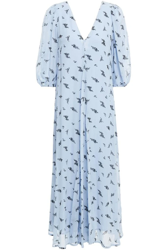 商品Ganni|Gathered printed georgette midi dress,价格¥446,第1张图片