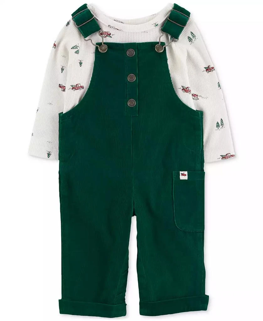 商品Carter's|Baby Boys Holiday Thermal T-Shirt & Corduroy Overalls, 2-Piece Set,价格¥95,第1张图片