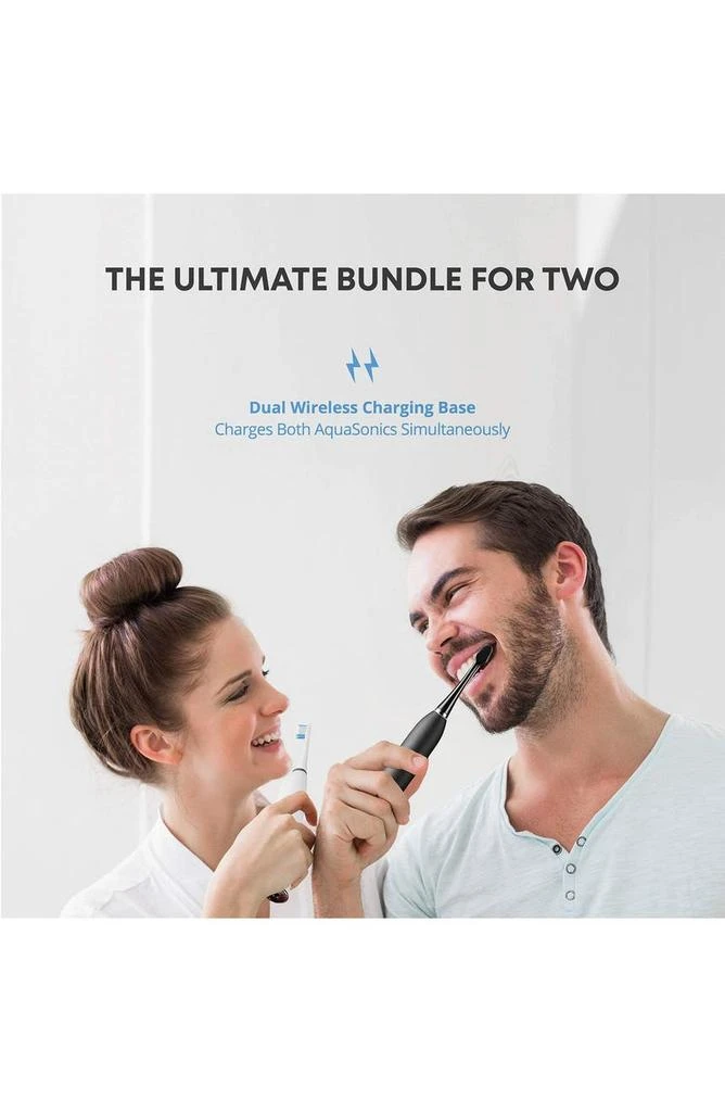 商品AquaSonic|DUO Dual Ultrasonic Toothbrushes with 10 DuPont Brush Heads & 2 Travel Cases,价格¥338,第3张图片详细描述