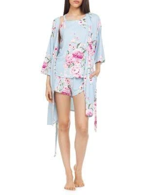 商品Flora Nikrooz|Maple 3-Piece Floral Pajama Short Set,价格¥150,第1张图片