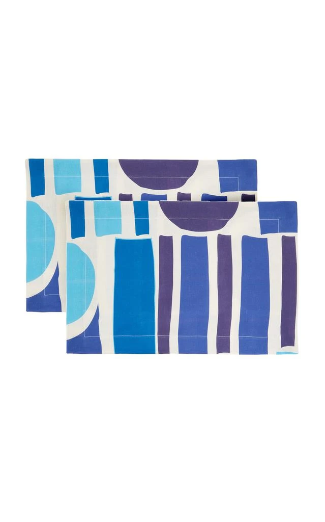 商品CRINI & SOPHIA|CRINI & SOPHIA - Set-of-Two Linen Placemats - Blue - Moda Operandi,价格¥165,第1张图片