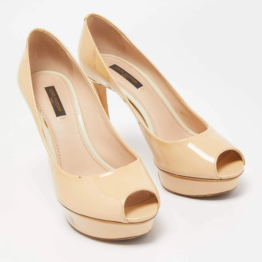 商品[二手商品] Louis Vuitton|Louis Vuitton Beige Patent Leather Eyeline Peep Toe Pumps Size 38,价格¥1361,第4张图片详细描述