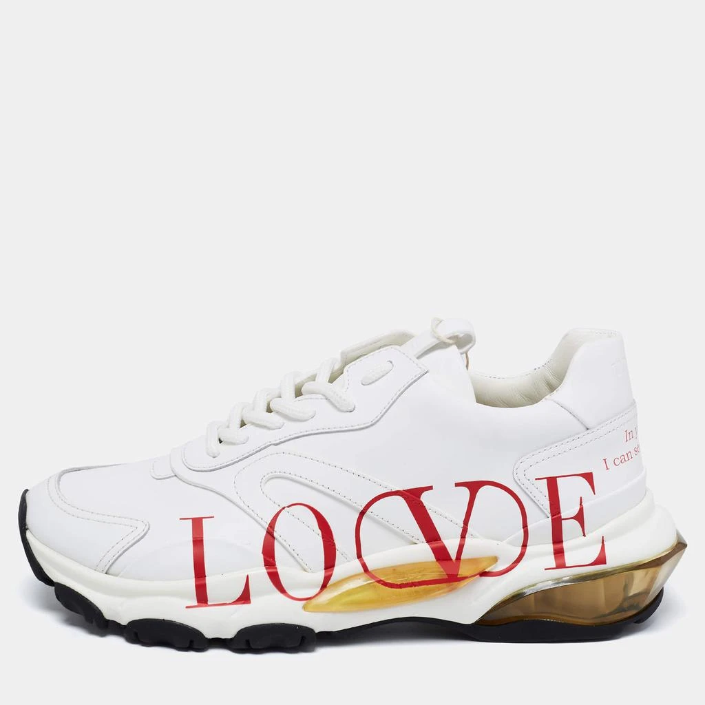 商品Valentino|Valentino White Leather Bounce Love Logo Sneakers Size 38.5,价格¥3774,第1张图片