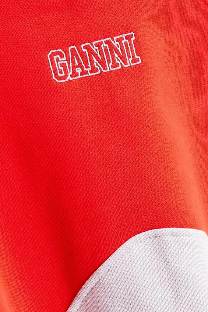 商品Ganni|Embroidered two-tone organic cotton-fleece sweatshirt,价格¥363,第4张图片详细描述