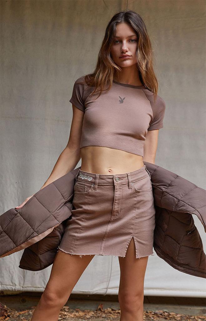 By PacSun Brown Slit Mini Skirt商品第1张图片规格展示