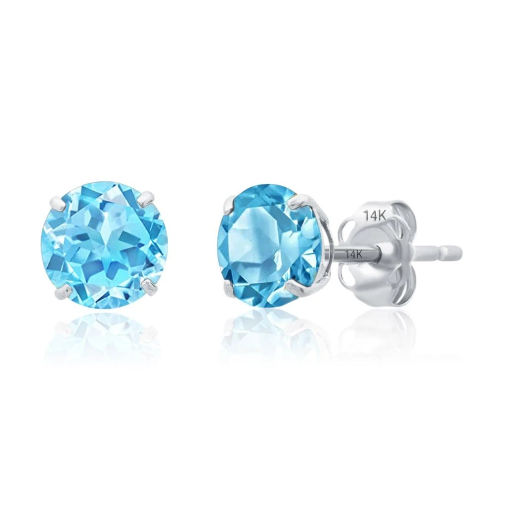 商品MaxColor|14k White Gold 6MM Round Stud Gemstone Earrings,价格¥626,第5张图片详细描述