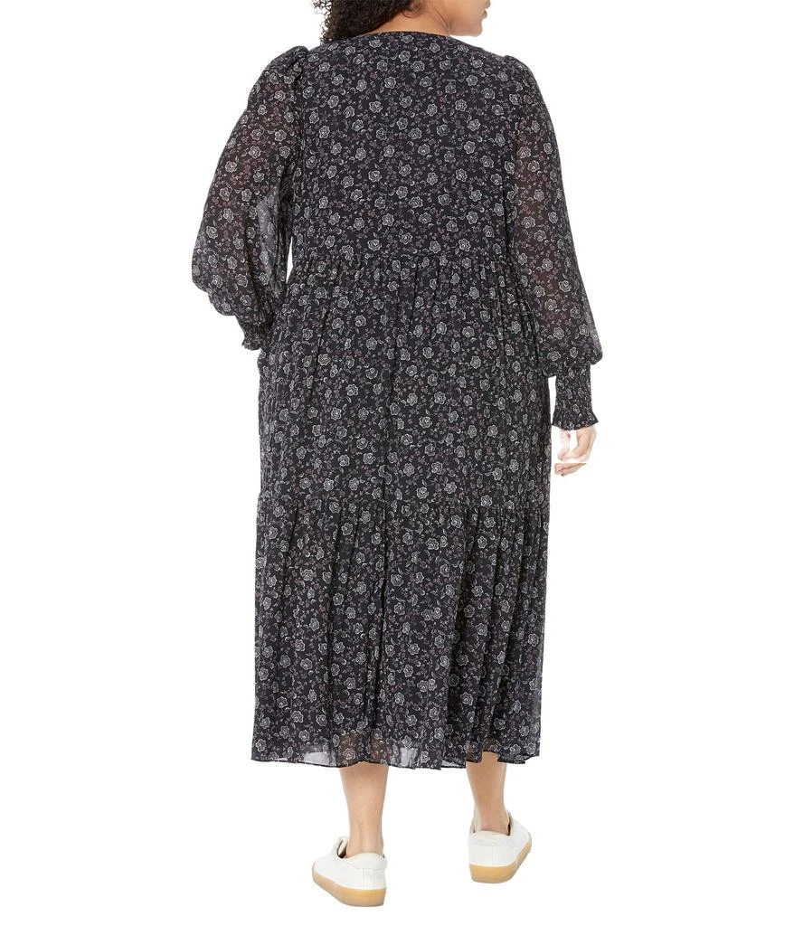 商品Madewell|Plus Albertine Long Sleeve V-Neck Tiered Midi Dress - Crinkle Georgette,价格¥831,第2张图片详细描述