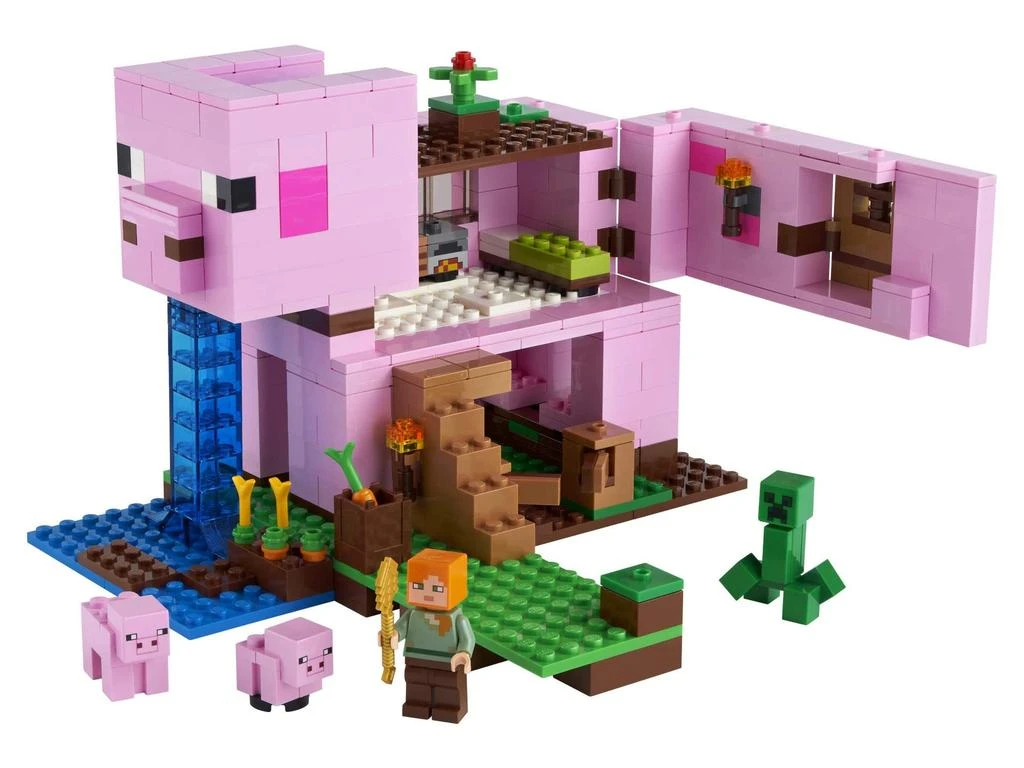 商品LEGO|LEGO Minecraft The Pig House 21170 Minecraft Toy Featuring Alex, a Creeper and a House Shaped Like a Giant Pig, New 2021 (490 Pieces),价格¥364,第1张图片
