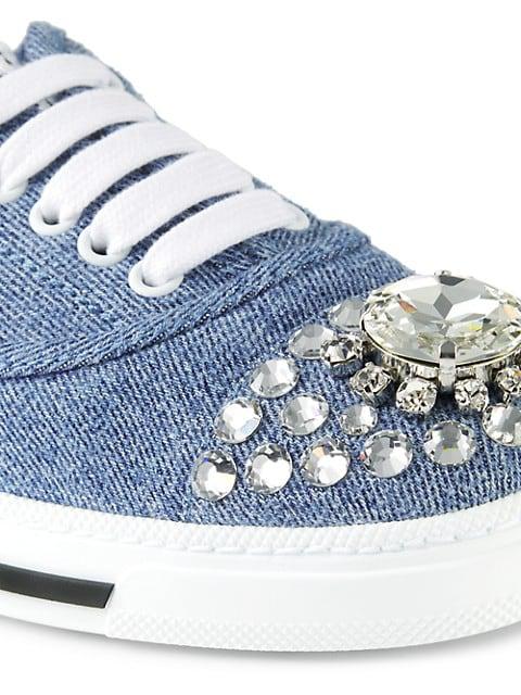 Jeweled-Toe Denim Low-Top Sneakers商品第6张图片规格展示