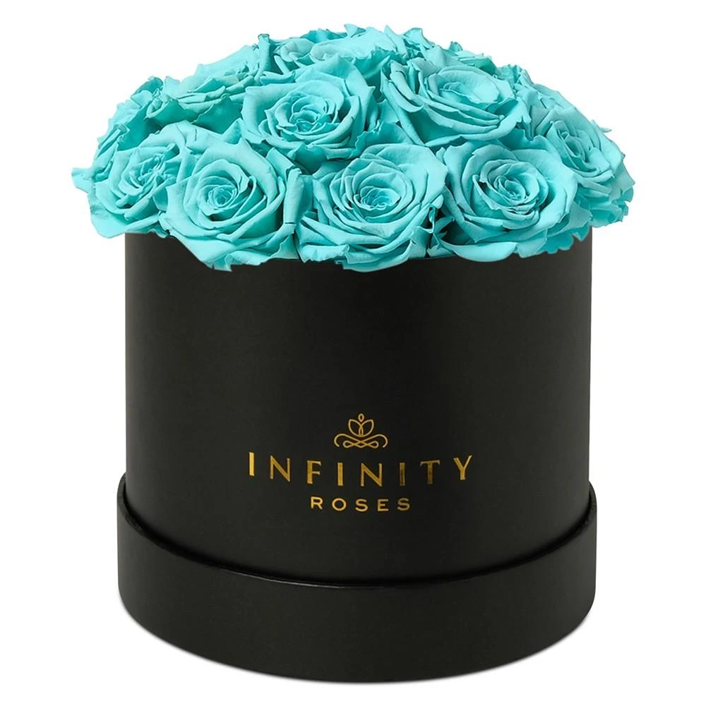 商品Infinity Roses|Round Box of 16 Tiffany Blue Real Roses, Preserved To Last Over A Year,价格¥1682,第1张图片