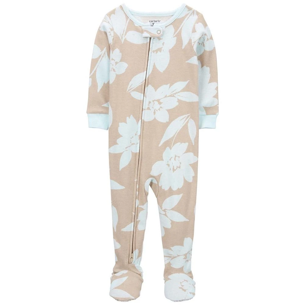 商品Carter's|Baby Girls One Piece Floral 100% Snug Fit Cotton Footie Pajamas,价格¥162,第1张图片